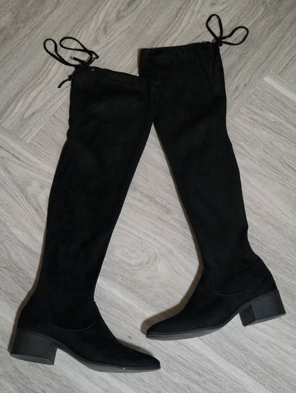 Black Over-the-Knee Block Heel Boots - Women